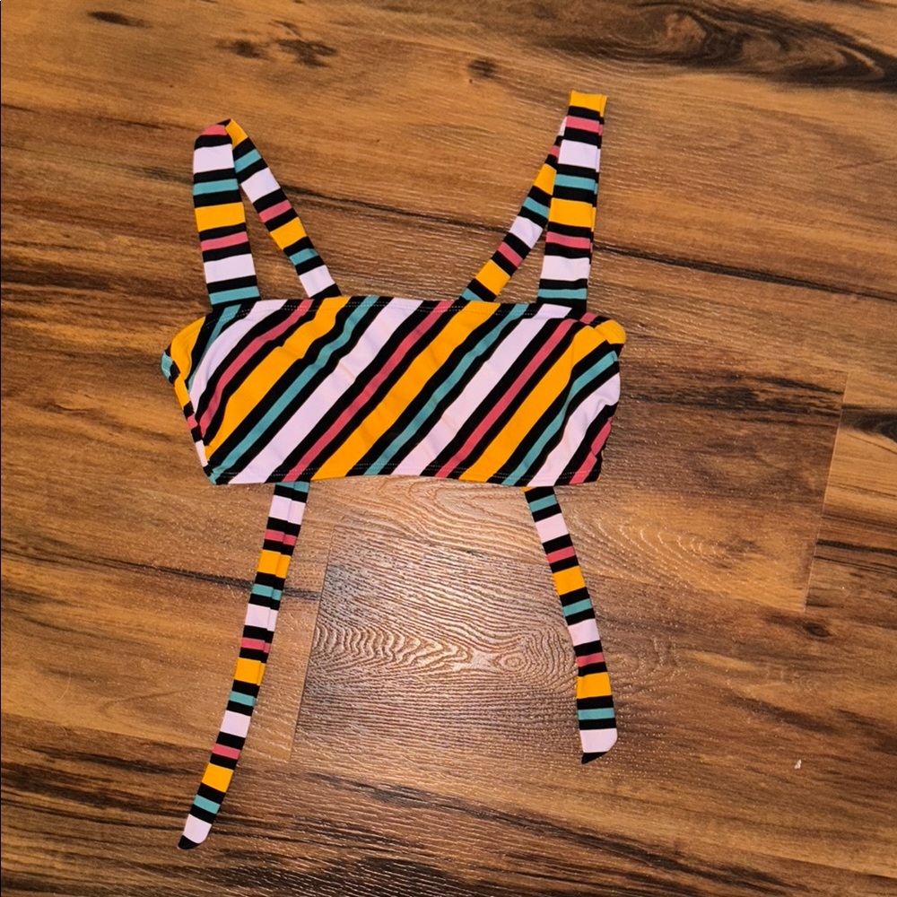 Striped multicolor bikini top